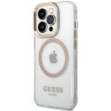 Guess Metal Outline Magsafe - Etui iPhone 15 (przezroczysty / złoty)