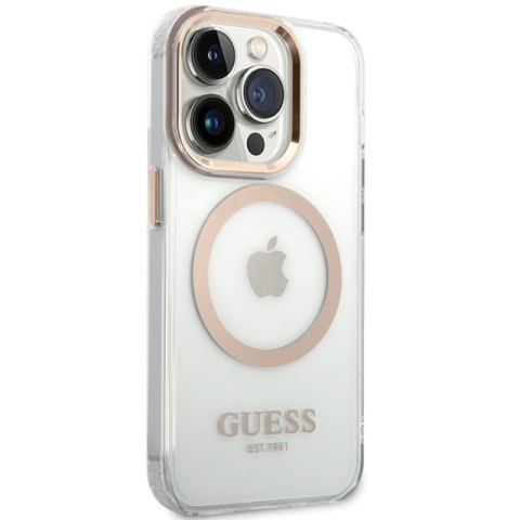 Guess Metal Outline Magsafe - Etui iPhone 15 (przezroczysty / złoty)