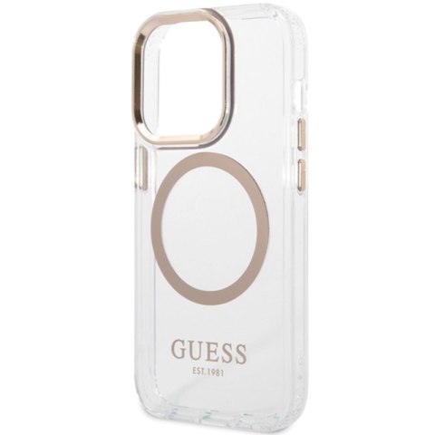 Guess Metal Outline Magsafe - Etui iPhone 15 (przezroczysty / złoty)