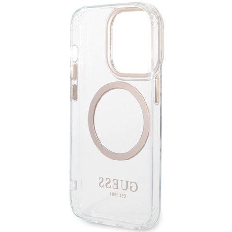 Guess Metal Outline Magsafe - Etui iPhone 15 (przezroczysty / złoty)