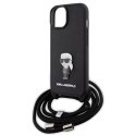 Karl Lagerfeld Crossbody Saffiano Monogram Ikonik Metal Pin - Etui iPhone 15 (czarny)