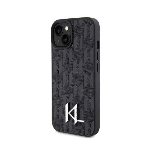 Karl Lagerfeld Leather Monogram Hot Stamp Metal Logo - Etui iPhone 15 (czarny)