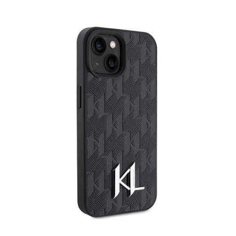 Karl Lagerfeld Leather Monogram Hot Stamp Metal Logo - Etui iPhone 15 (czarny)