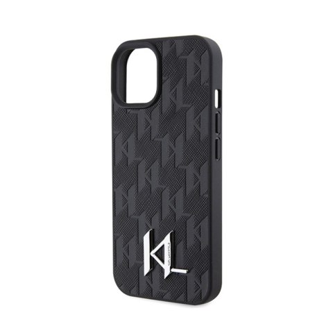 Karl Lagerfeld Leather Monogram Hot Stamp Metal Logo - Etui iPhone 15 (czarny)