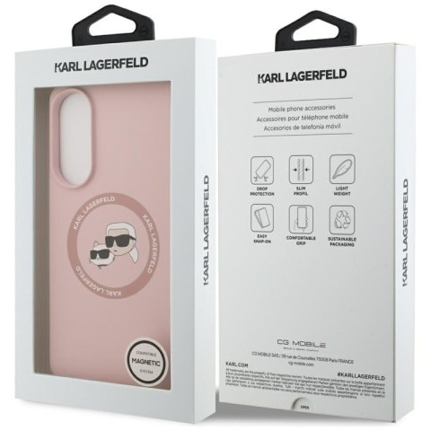 Karl Lagerfeld Silicone Double Heads And Circle MagSafe - Etui Samsung Galaxy S25 Edge (różowy)