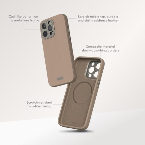 Moshi Napa MagSafe - Skórzane etui iPhone 15 Pro Max (Woodsmoke Brown)