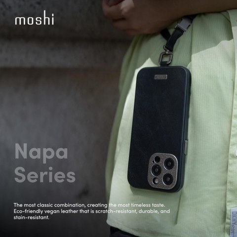 Moshi Napa MagSafe - Skórzane etui iPhone 15 Pro (Woodsmoke Brown)