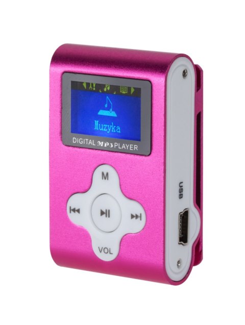 Odtwarzacz MP3 z wyświetlaczem Quer (różowy)