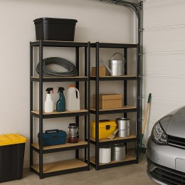 Regał magazynowy 4 poziomy 174x80x40 150 kg czarny