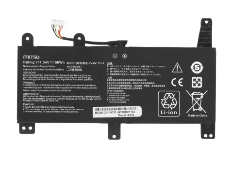 Bateria Mitsu do Asus ROG Strix G512LU, G531GU, G712LU