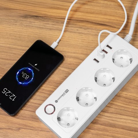 Listwa sieciowa Kruger&Matz 4 gniazda typu niemieckiego i 4xUSB 2100 mA Connect P6 Tuya