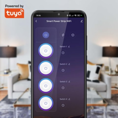 Listwa sieciowa Kruger&Matz 4 gniazda typu niemieckiego i 4xUSB 2100 mA Connect P6 Tuya