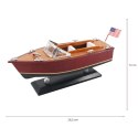 Model Motorówka Drewniana - Klasyczna Łódź Motorowa 26cm - Dekoracja biura - MOT04ML