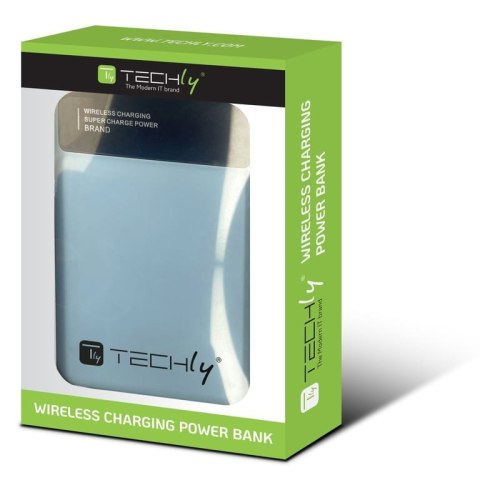 Techly I-CHARGE-10LCDBL bank mocy Litowo-polimerowy (LiPo) 10000 mAh Bezprzewodowe ładowanie Niebieski