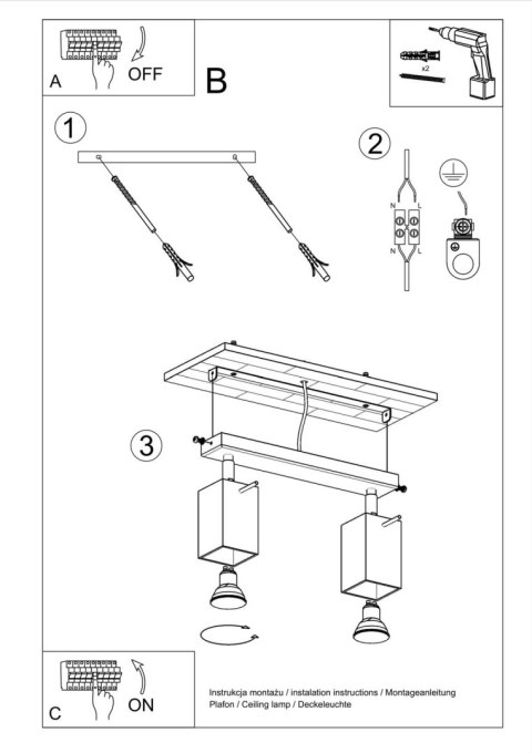 Plafon MERIDA 2 biały