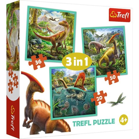 Trefl: Puzzle 3w1 - (20,36,50el.) - Niezwykły świat dinozaurów