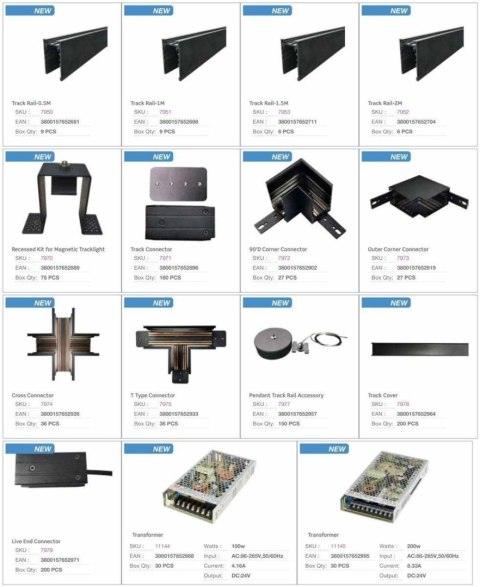Zestaw do zwieszania szynosystem magnetyczny 24V V-TAC