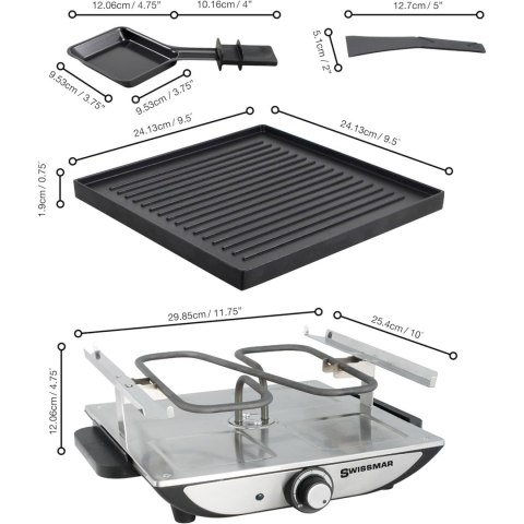 SWISSMAR Raclette GENEVA dla 4 osób, srebrne