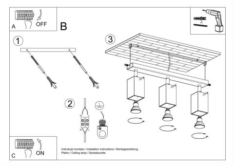 Plafon MERIDA 3 szary