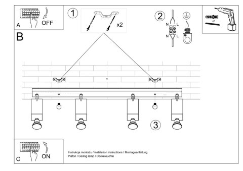 Plafon MERIDA 4L szary