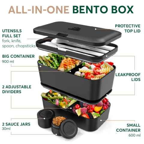 Lunchbox Nestable - Onyx Black - 1500ml