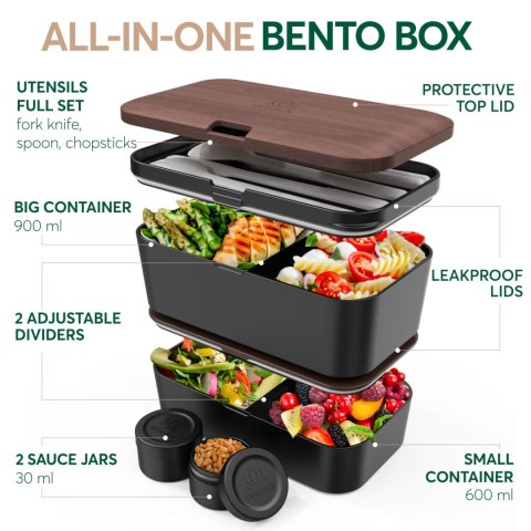 Lunchbox Nestable - Walnut Black - 1500ml