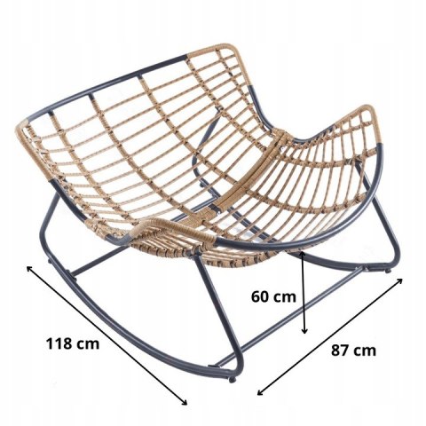 Nowoczesny fotel bujany skandynawski kokon szary z podnóżkiem