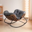 Nowoczesny fotel bujany skandynawski kokon szary z podnóżkiem