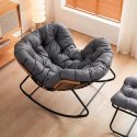 Nowoczesny fotel bujany skandynawski kokon szary z podnóżkiem