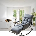 Pojedynczy fotel bujany z czarną metalową podstawą - Szary