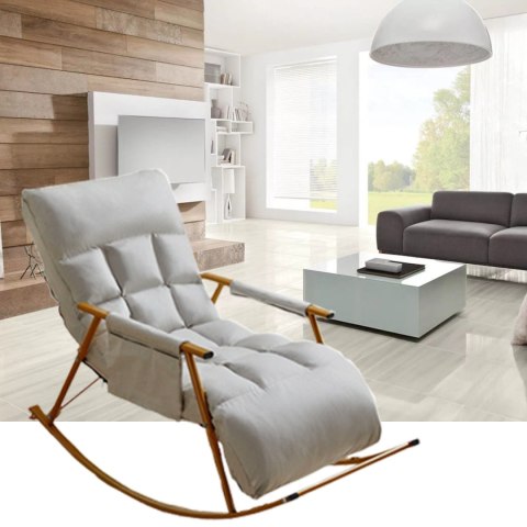 Pojedynczy fotel bujany ze złotą metalową podstawą - Biały