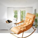Pojedynczy fotel bujany ze złotą metalową podstawą - Pomarańczowy