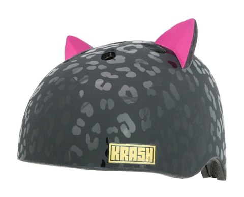 Kask dziecięcy juniorski KRASH LEOPARD KITTY BLACK roz. M YOUTH FS 8+ (54-58 cm) (NEW 2025)