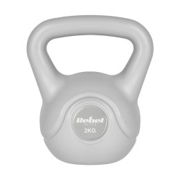 Kettlebell bitumiczny 2 kg szary REBEL ACTIVE