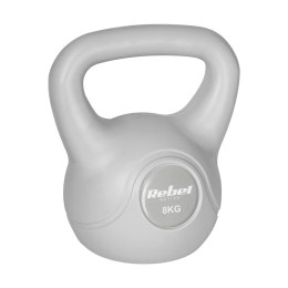 Kettlebell bitumiczny 8 kg szary REBEL ACTIVE