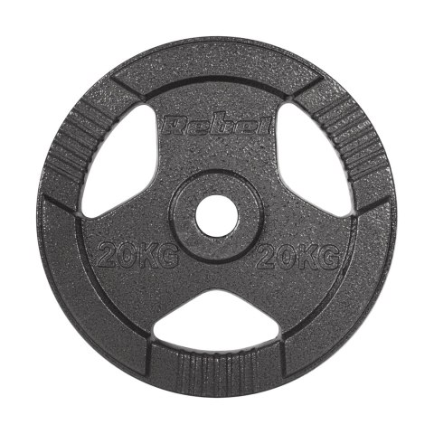 Obciążenie żeliwne olimpijskie 20kg, otwór 51mm, talerz z uchwytami, REBEL ACTIVE