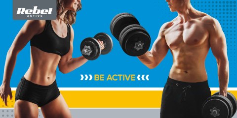 Obciążenie żeliwne olimpijskie zestaw 4x5kg, otwór 51mm, talerz z uchwytami, REBEL ACTIVE