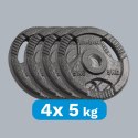 Obciążenie żeliwne olimpijskie zestaw 4x5kg, otwór 51mm, talerz z uchwytami, REBEL ACTIVE