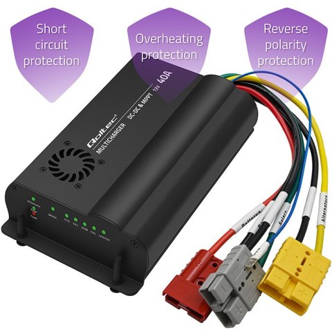 Qoltec Automatyczna Ładowarka DC-DC 12V z regulatorem MPPT | 40A | LiFePO4 AGM GEL STD
