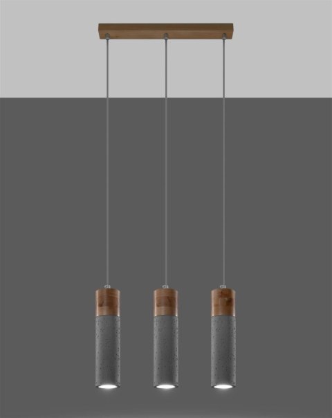 Lampa wisząca ZANE 3 szara