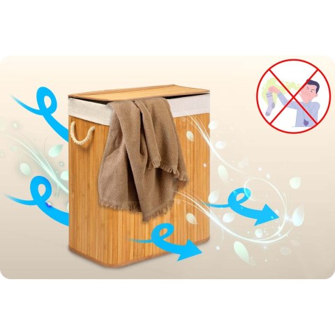 Bambusowy kosz na pranie bieliznę z pokrywą 100 l Massido