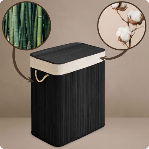 Bambusowy kosz na pranie bieliznę z pokrywą 100 l Massido