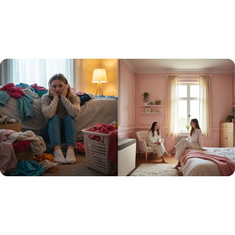 Bambusowy kosz na pranie bieliznę z pokrywą 100 l Massido