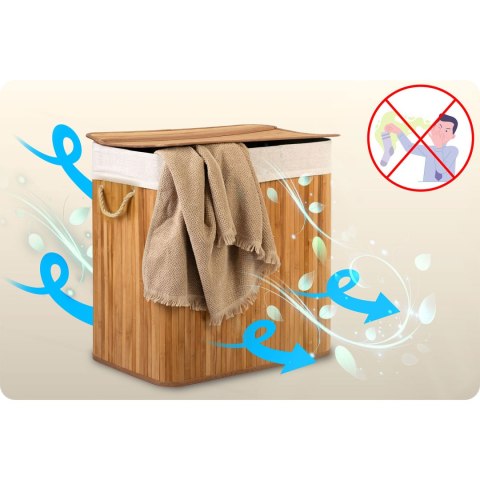 Bambusowy kosz na pranie bieliznę z pokrywą 150 l Massido