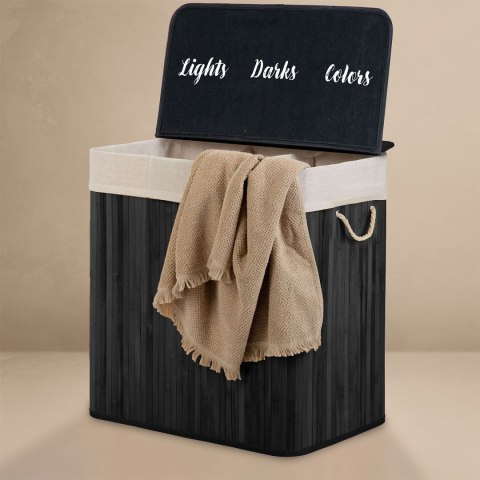 Bambusowy kosz na pranie bieliznę z pokrywą 150 l Massido