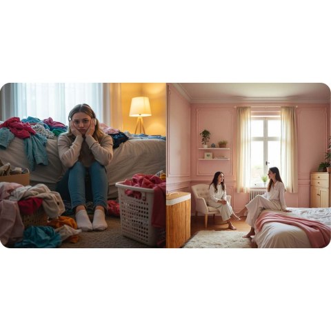 Bambusowy kosz na pranie bieliznę z pokrywą 72 l Massido