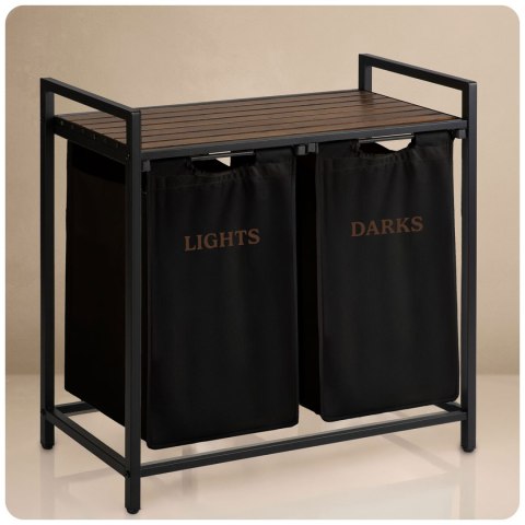 Kosz na pranie bieliznę dwukomorowy na stelażu 80 l Massido