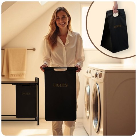 Kosz na pranie bieliznę dwukomorowy na stelażu 80 l Massido