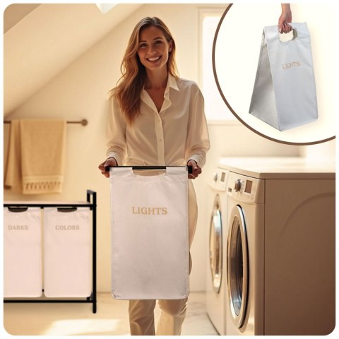 Kosz na pranie bieliznę trzykomorowy na stelażu 120 l Massido