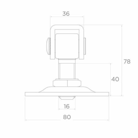 Zawias PSG 61.018.01 z szyldem 80x80x3mm - gwint M16 (regulowany, ucho ocynkowane)